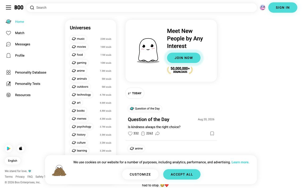 Boo homepage