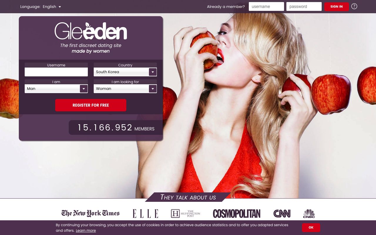 Gleeden homepage