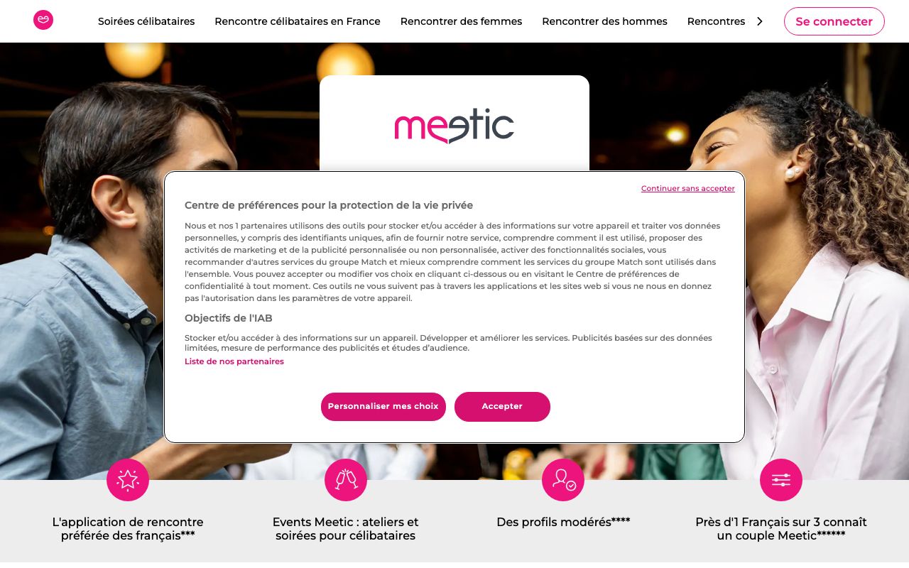 Meetic homepage